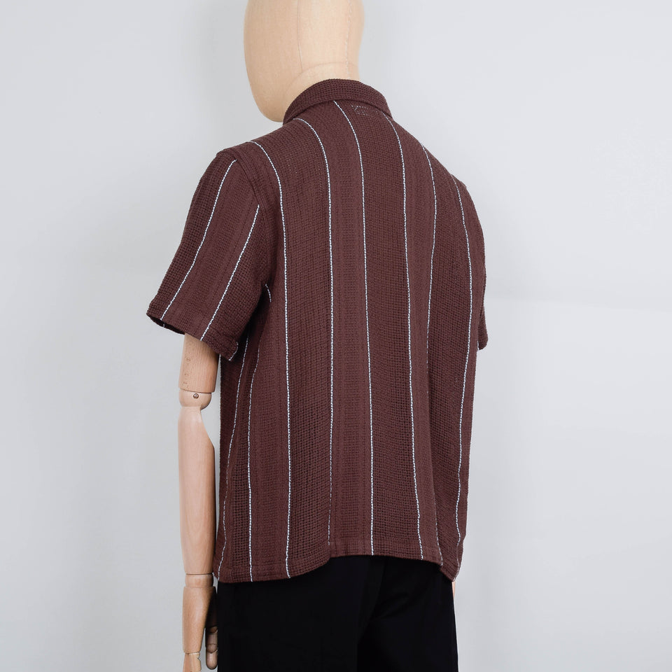 Universal Works Road Shirt Reef Stripe - Brown