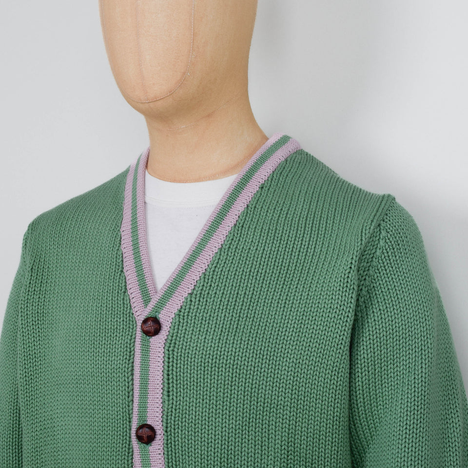 Pittari Roy Cardigan Contrast - Pea / Rose