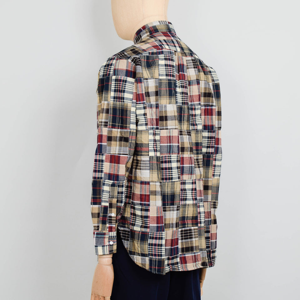 Beams Plus B.D. Classic Fit Patchwork Madras Shirt - Brown