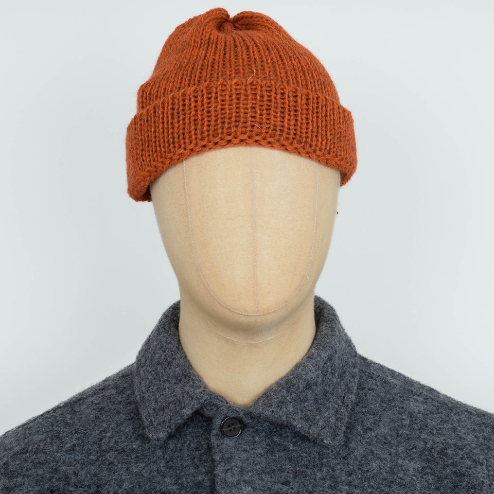 Universal Works Short Watch Cap British Wool - Orange