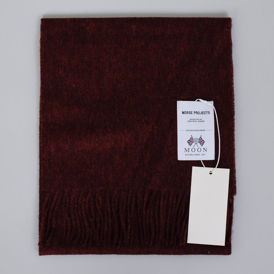 Norse Projects Moon Merino Lambswool Scarf - Rust Brown