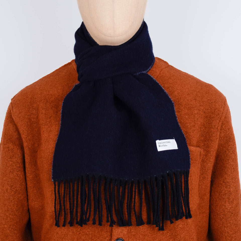 Universal Works Double Sided Scarf - Navy / Mid Grey