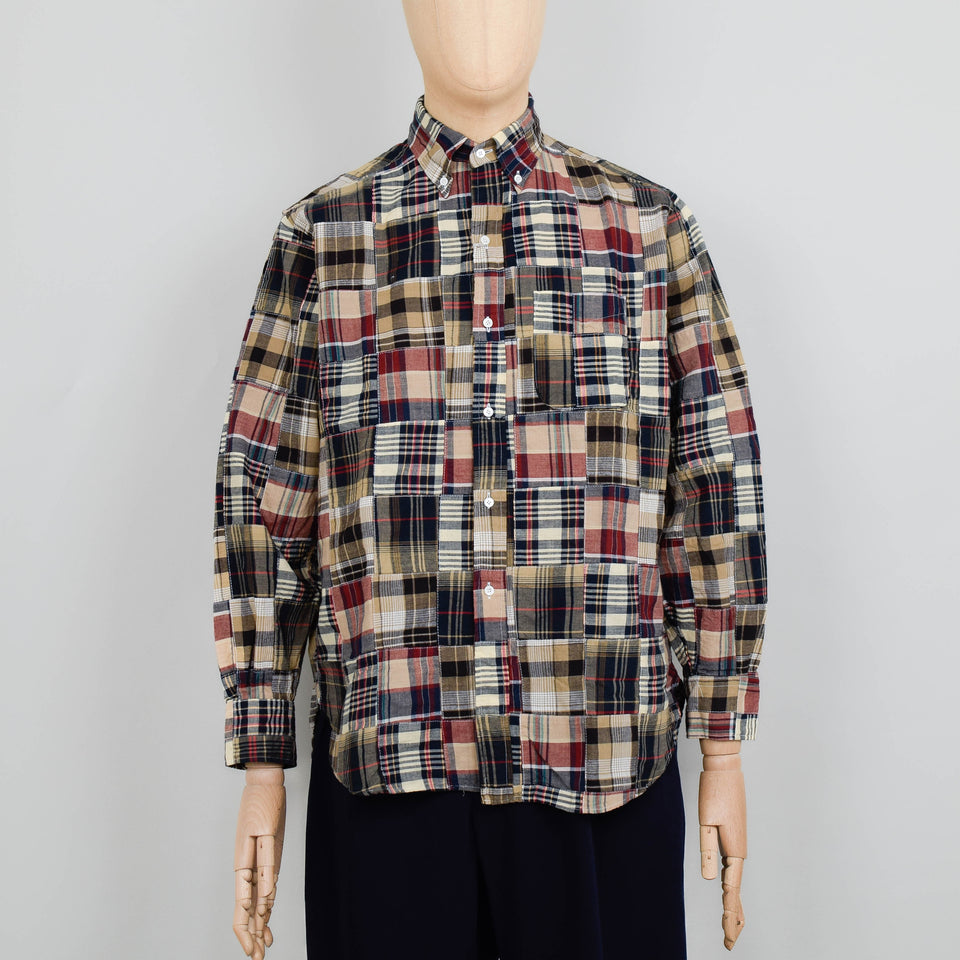 Beams Plus B.D. Classic Fit Patchwork Madras Shirt - Brown