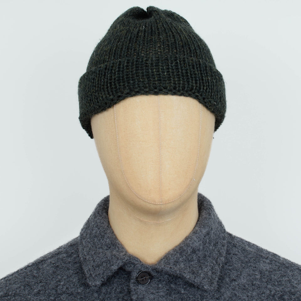 Universal Works Short Watch Cap British Wool - Olive