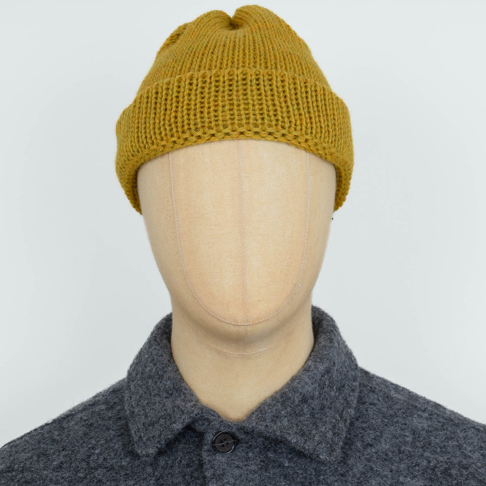 Universal Works Short Watch Cap British Wool - Mustard