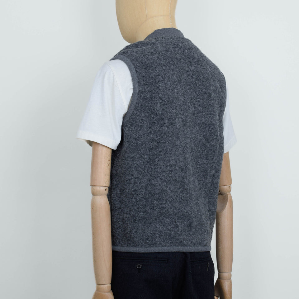 Universal Works Wool Fleece Zip Waistcoat - Grey Marl