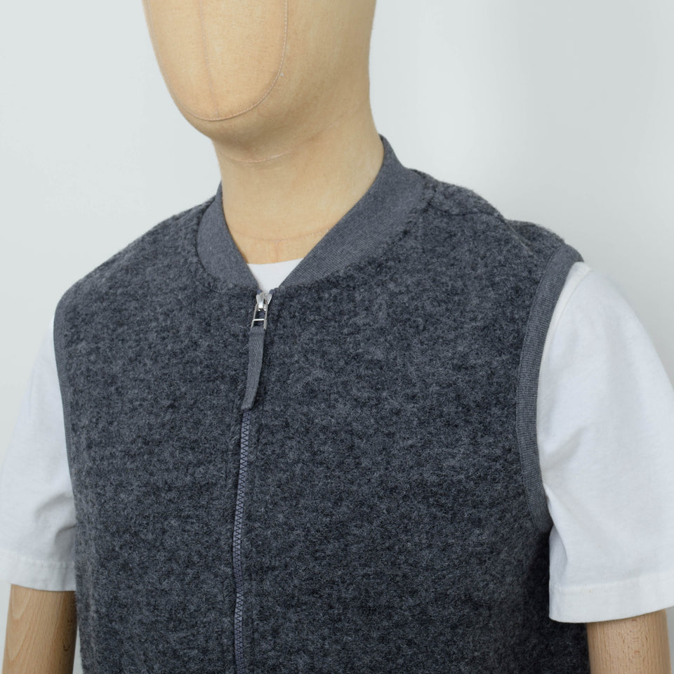 Universal Works Wool Fleece Zip Waistcoat - Grey Marl