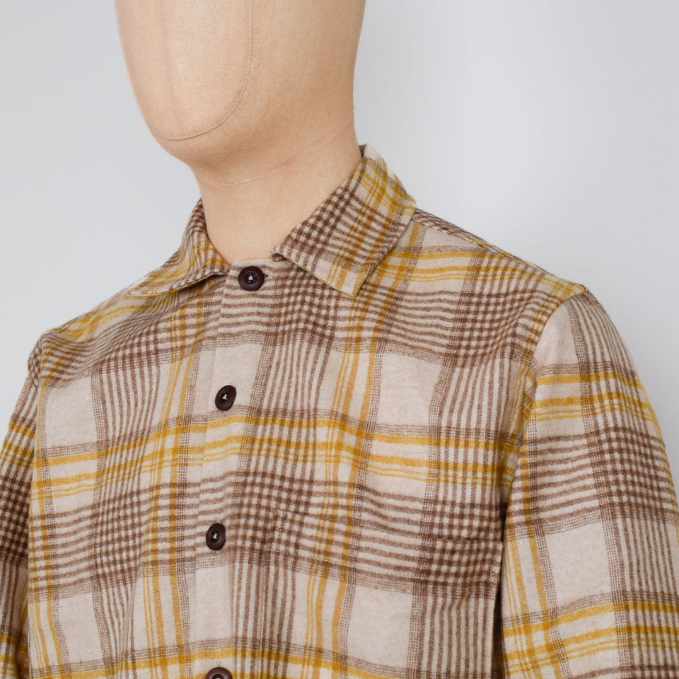 Universal Works Fatigue Shirt Dam Check - Gold