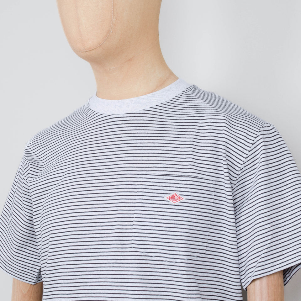 Danton Pocket T-Shirt - Heather White/Charcoal