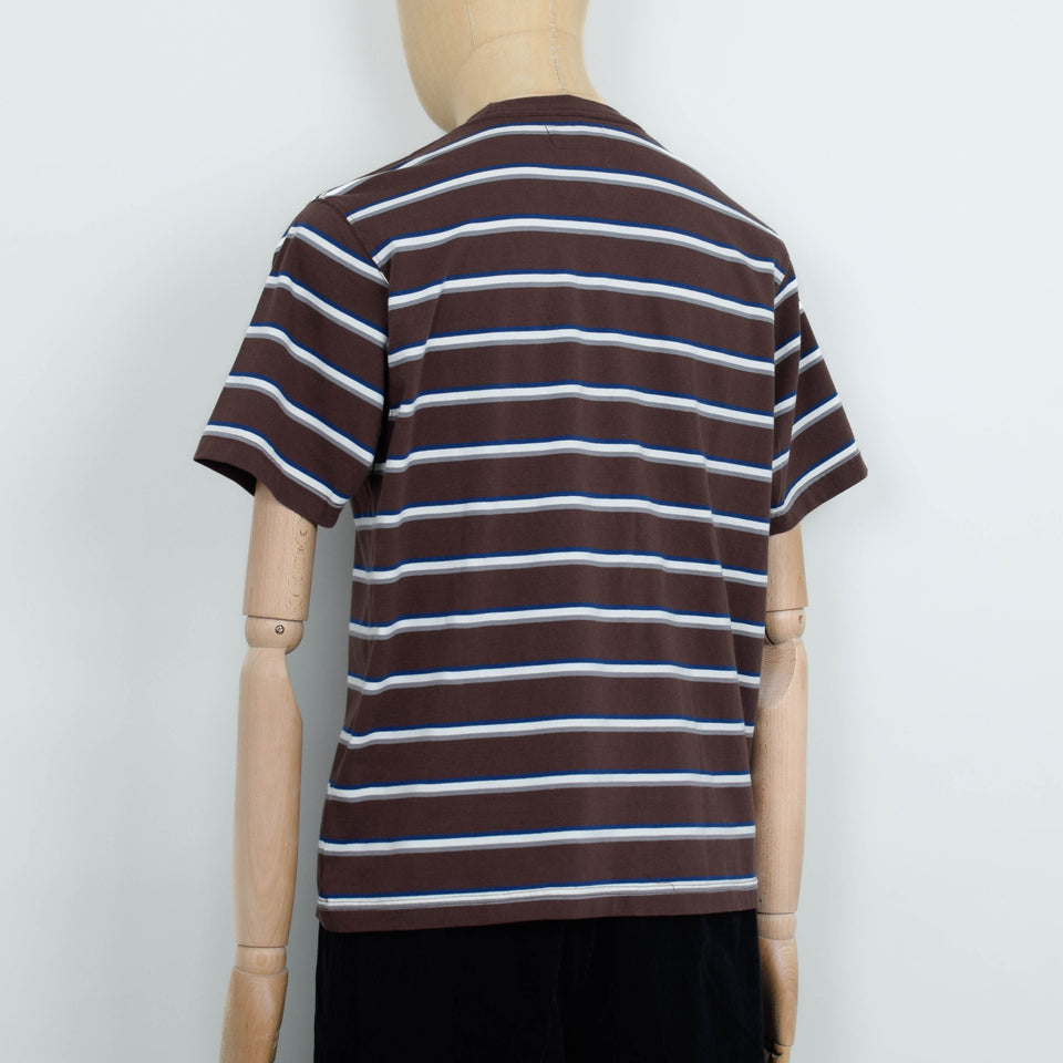 Beams Plus Pocket Tee Multi Stripe - Brown
