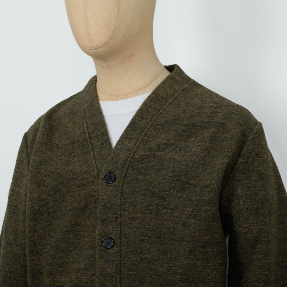 Universal Works Advance Cardigan Wool Mix Knit - Olive