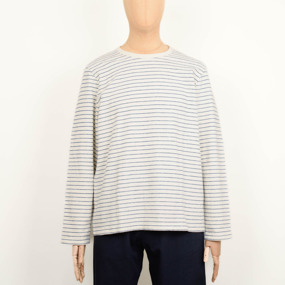 Folk LS Textured Stripe T-Shirt - Ecru / Soft Blue