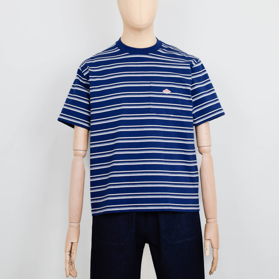 Danton Pocket T-Shirt - Navy Beige Multi