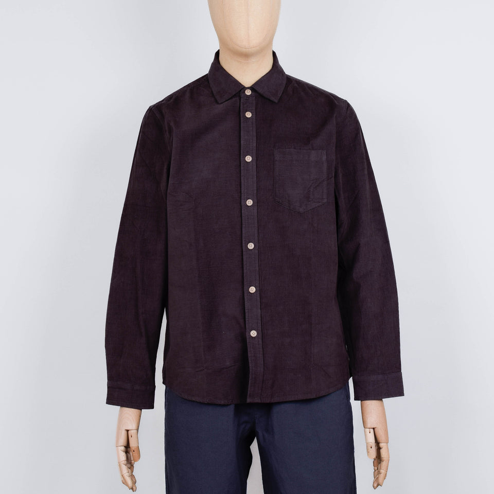 Folk Direction Babycord Shirt - Black Grape