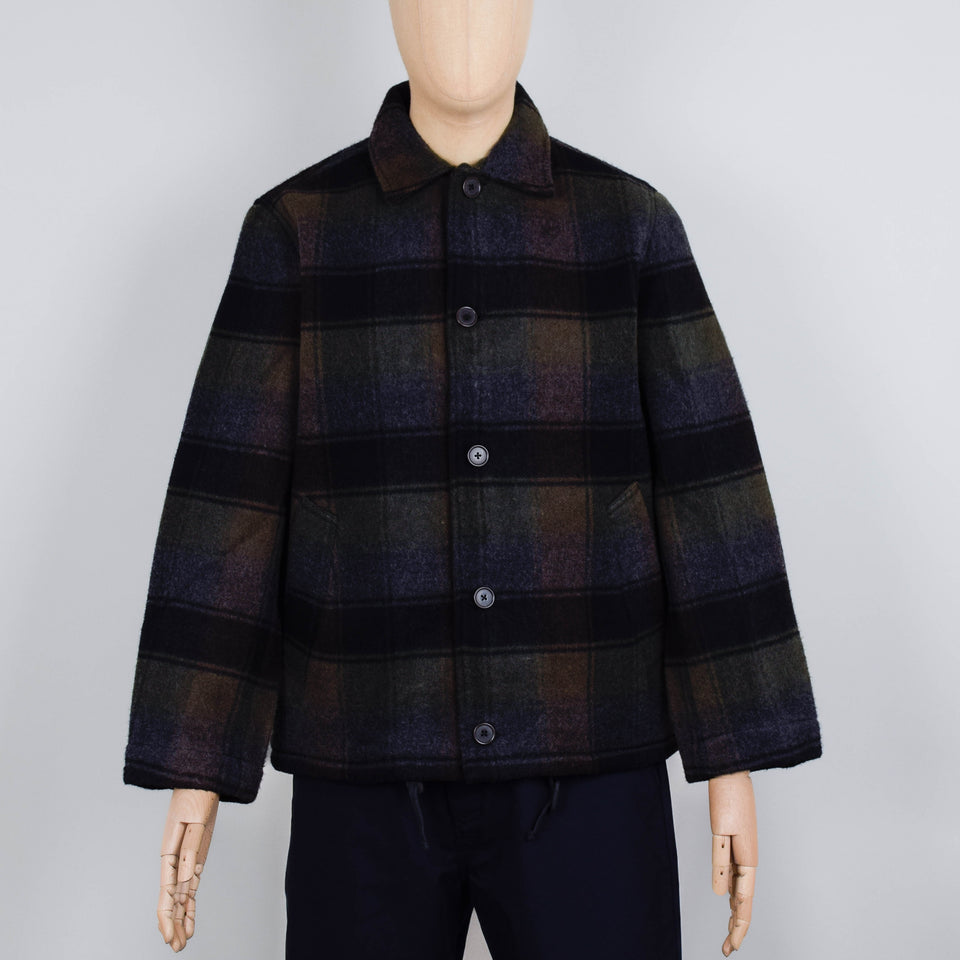 Universal Works Wayfarer Jacket Berlin Wool Check - Black / Brown