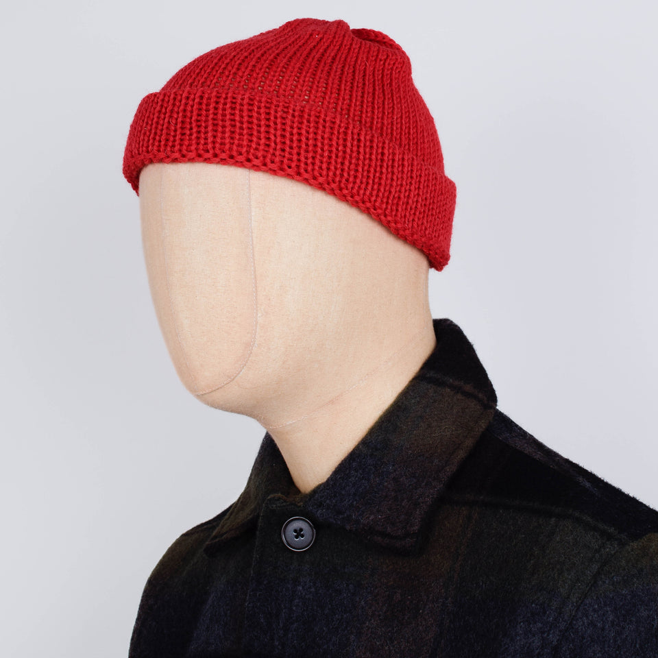 Universal Works Short Watch Cap British Wool - Red