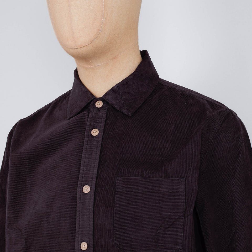 Folk Direction Babycord Shirt - Black Grape