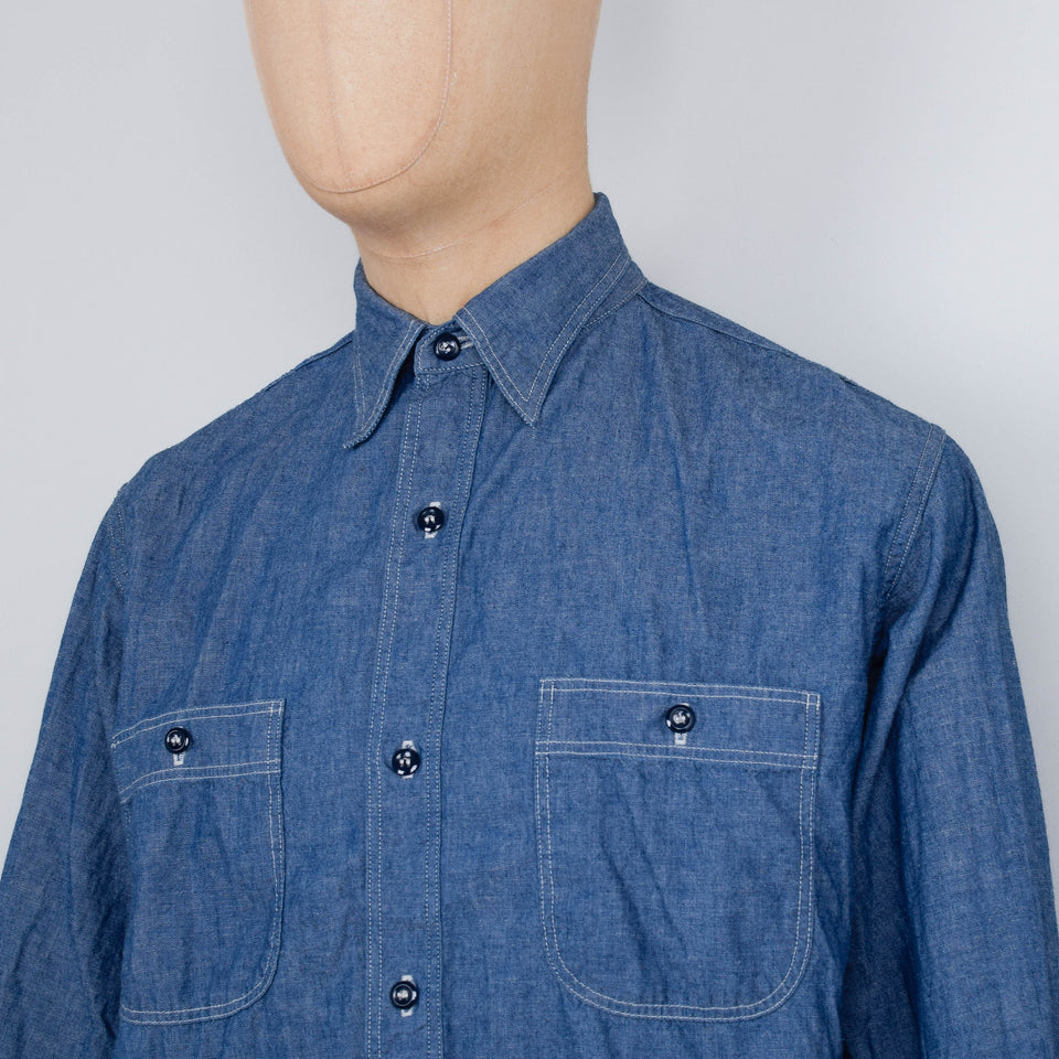 Orslow Relax Fit Chambray Work Shirt - Chambray