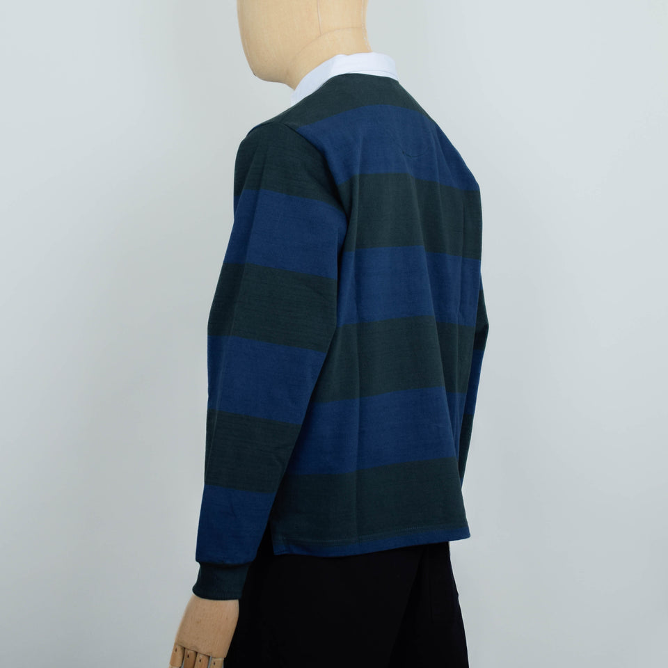 Opensider Classic Rugby Shirt - Blue/Green Wide Stripe