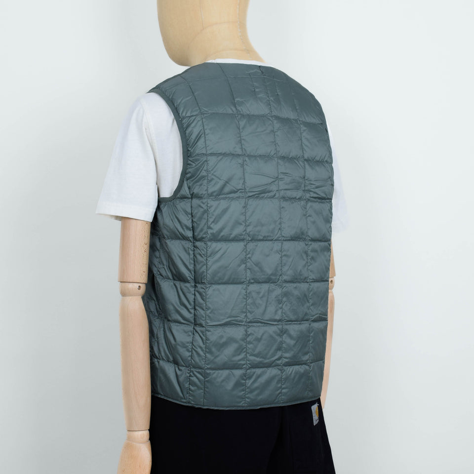 Taion 004 Crew Neck Button Down Vest - Dark Sage Green