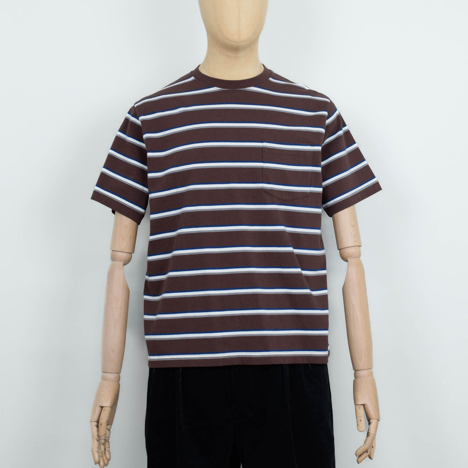 Beams Plus Pocket Tee Multi Stripe - Brown
