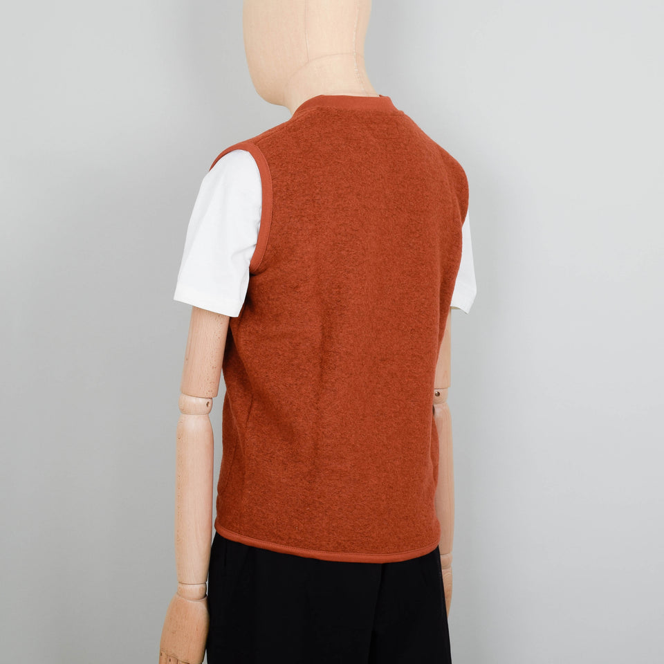 Universal Works Wool Fleece Zip Waistcoat - Orange