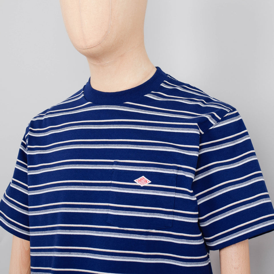 Danton Pocket T-Shirt - Navy Beige Multi