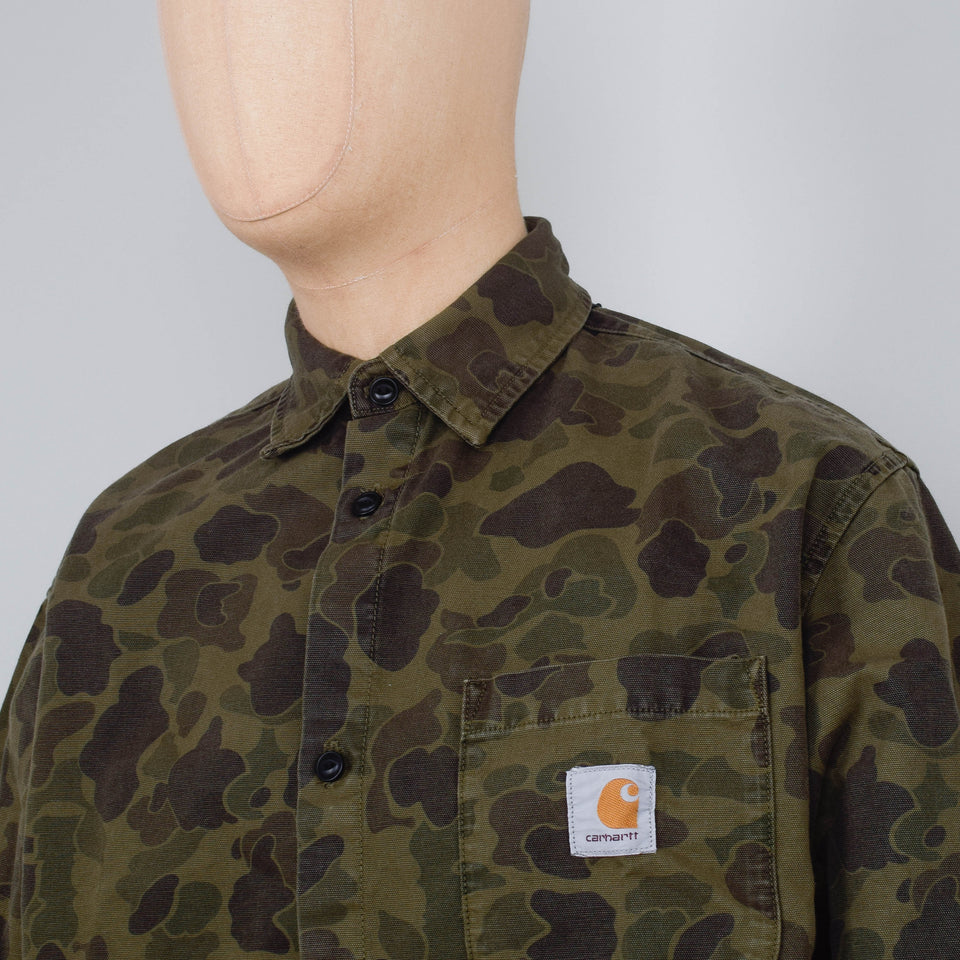 Carhartt WIP L/S Duck Shirt Camo Duck - Green / Office Green