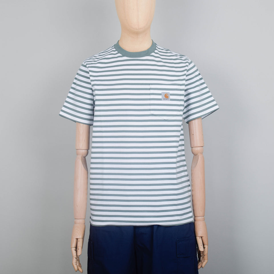 Carhartt WIP Seidler Stripe Pocket T-Shirt S/S - Park / White