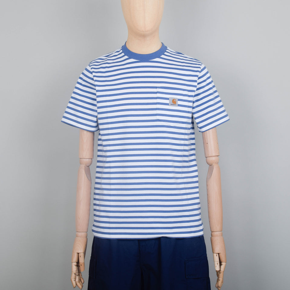 Carhartt WIP Seidler Stripe Pocket T-Shirt S/S - Sorrent / White