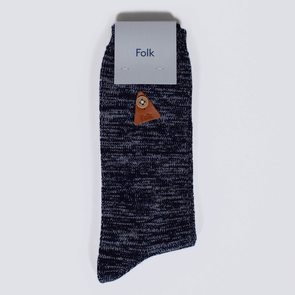 Folk Melange Socks - Navy Mix
