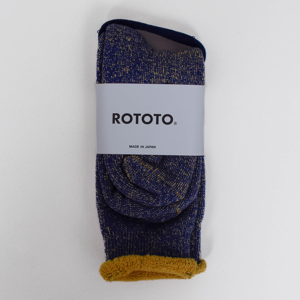 RoToTo R1612 Reversible Pile Socks - Blue/ L.Yellow
