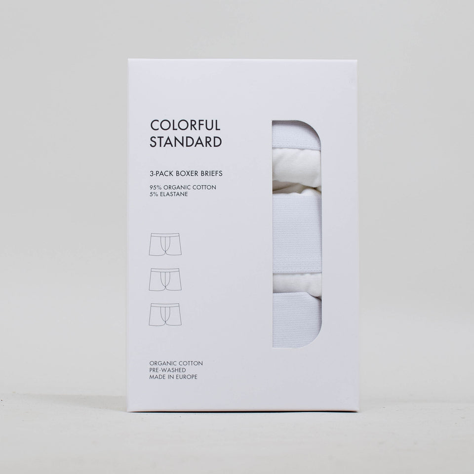 Colorful Standard 3 Pack Organic Boxer Briefs - Optical White