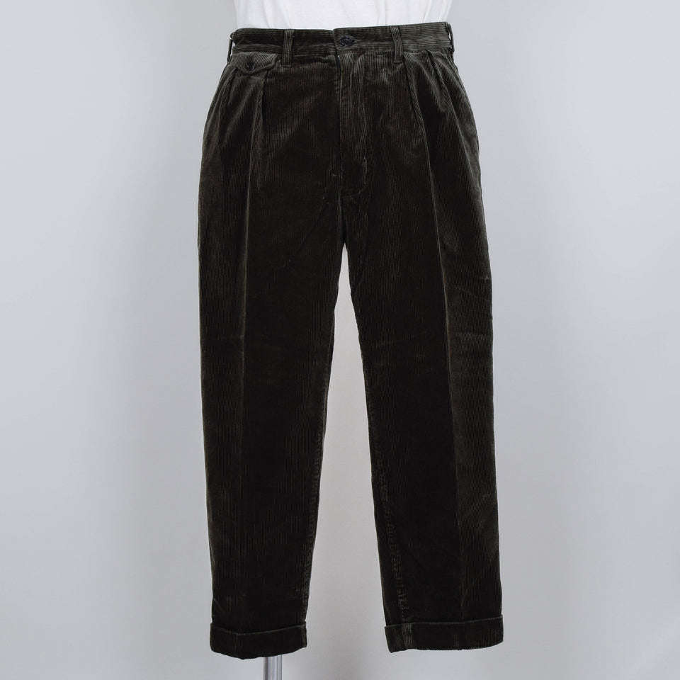 Beams Plus 2 Pleats Corduroy - Dark Green