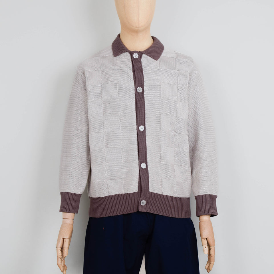 Service Works Check Panel Cardigan - Mushroom