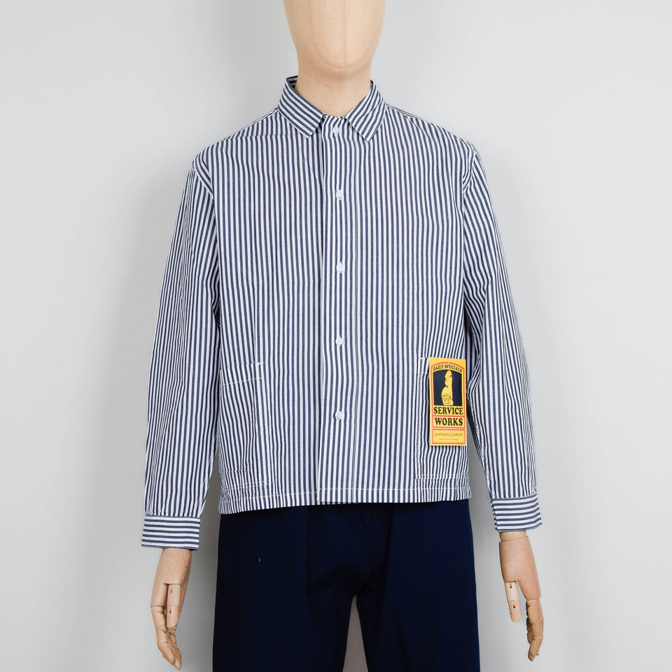 Service Works Poplin Stripe Waiter Shirt - Royal