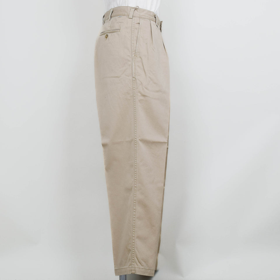 OrSlow Two Tuck Denim Wide Trouser - Khaki