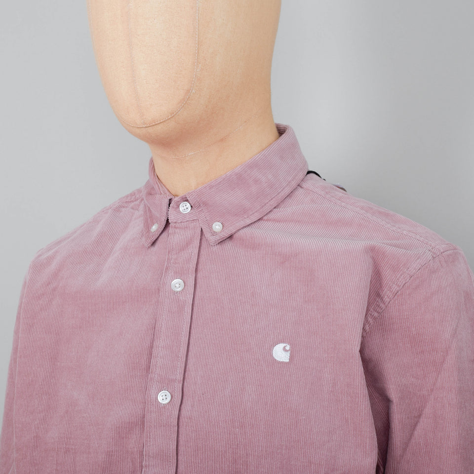 Carhartt WIP Madison Fine Cord Shirt - Glassy Pink / Wax