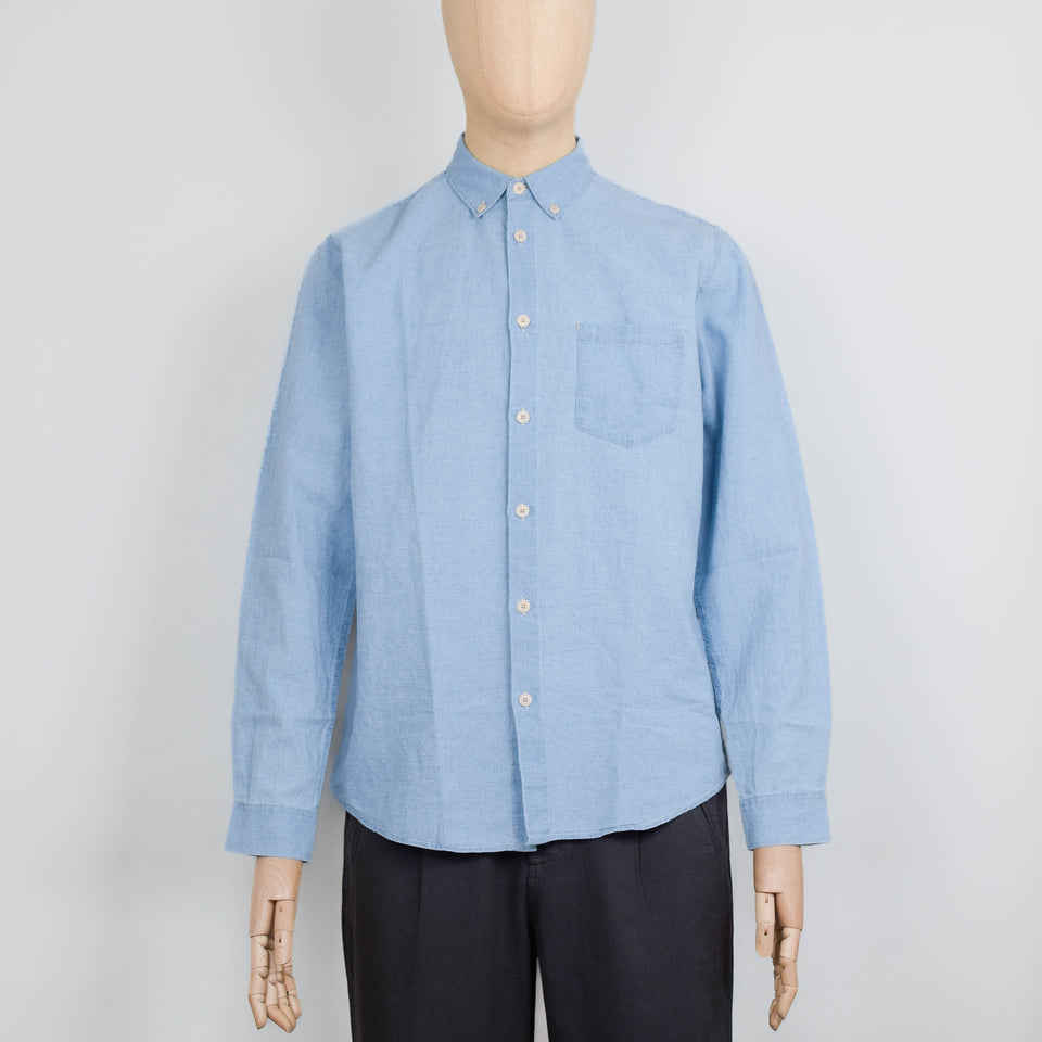 Folk Relaxed Fit Shirt - Indigo Microcheck