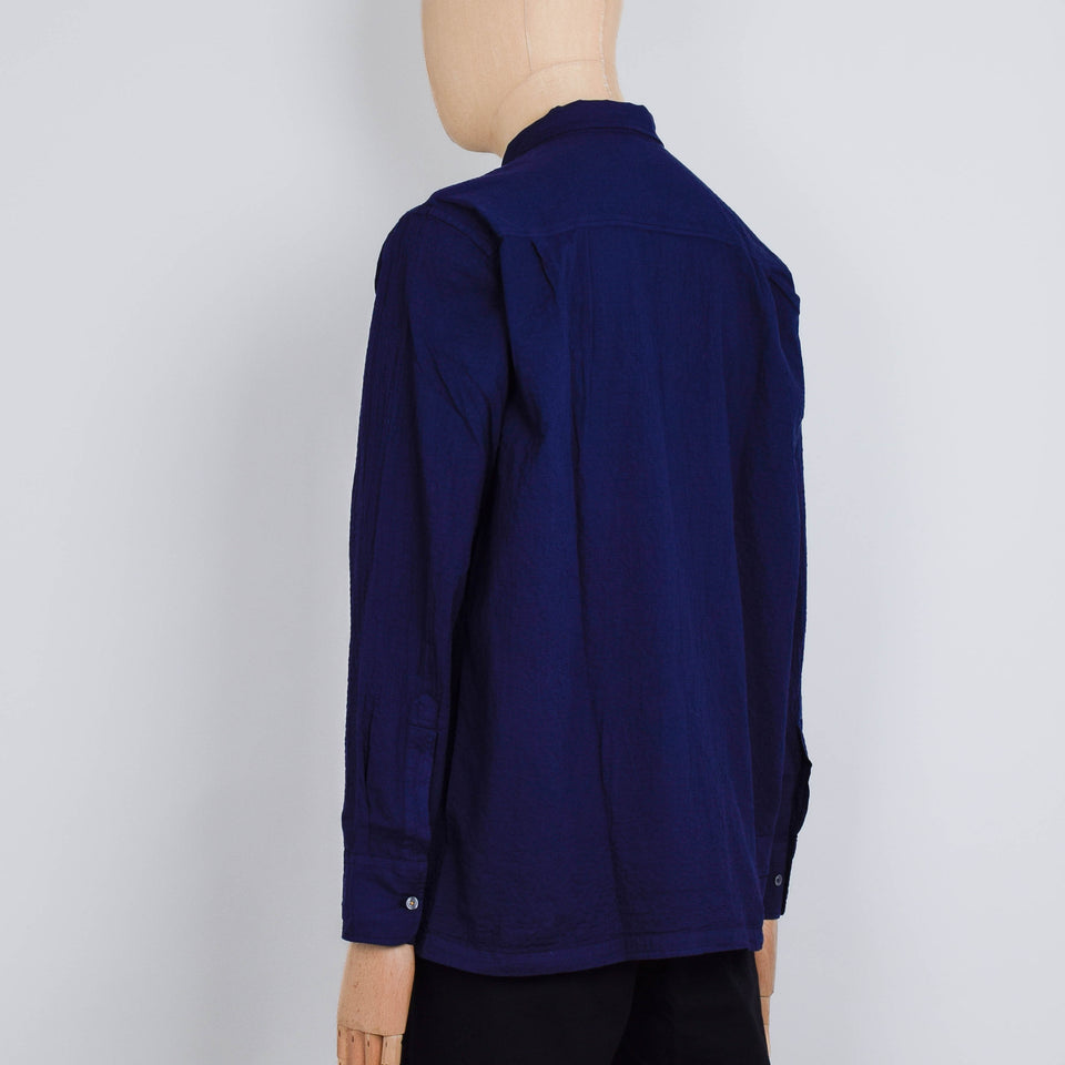 Universal Works Attendant Shirt Arten Seersucker - Navy