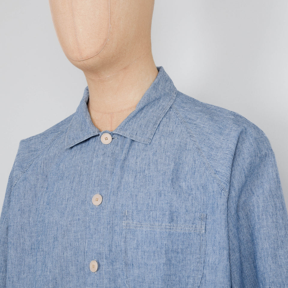 Folk Raglan Shirt - Washed Indigo Stripe