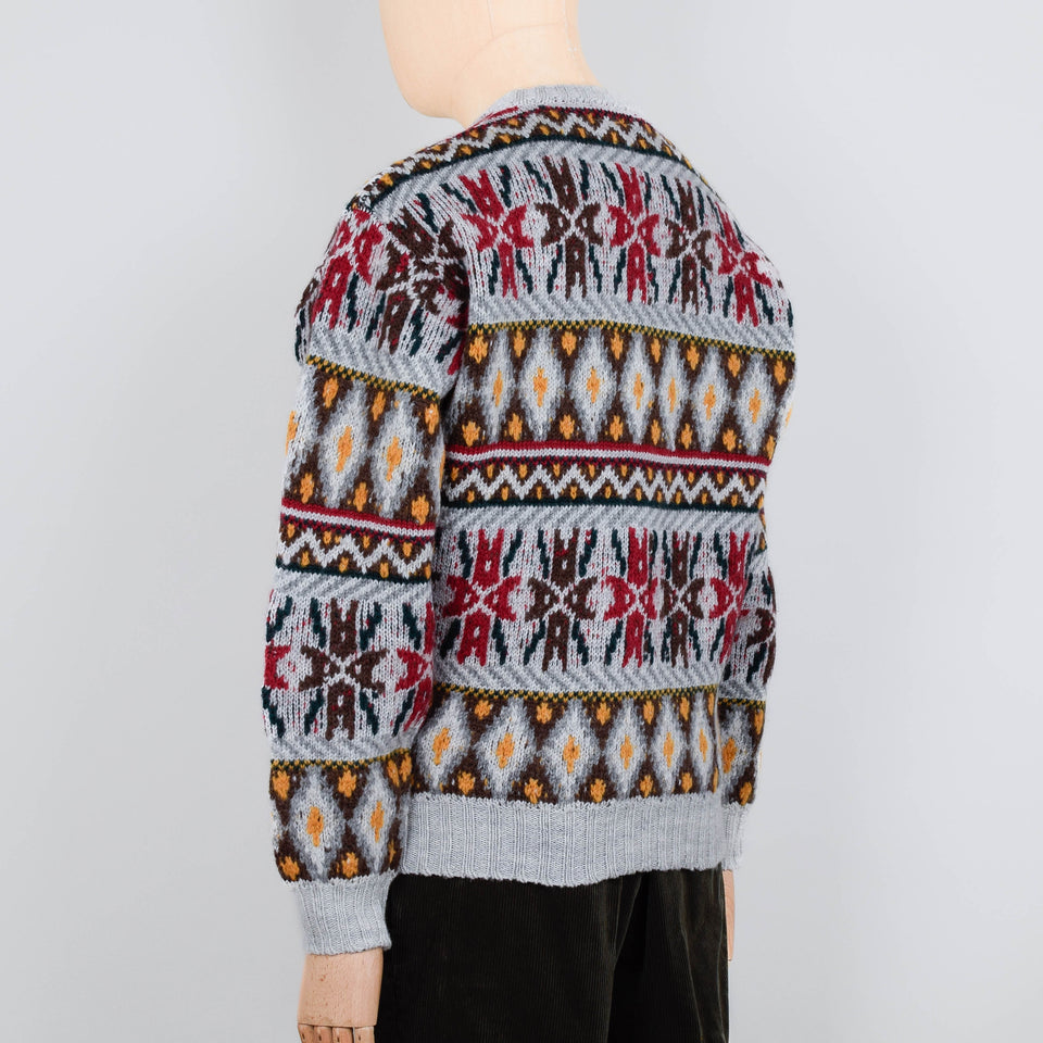 Beams Plus Crew Fair Isle Pattern 3G - Grey