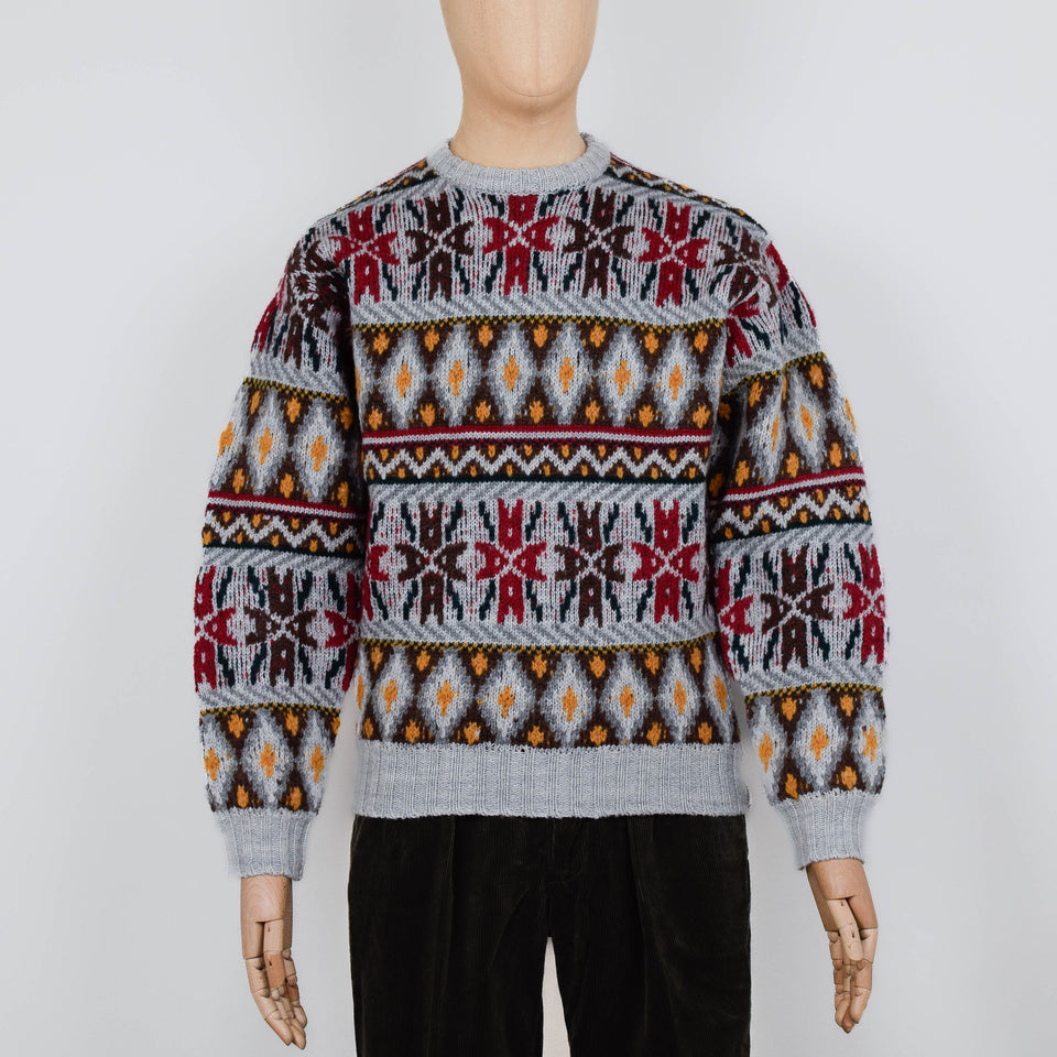 Beams Plus Crew Fair Isle Pattern 3G - Grey