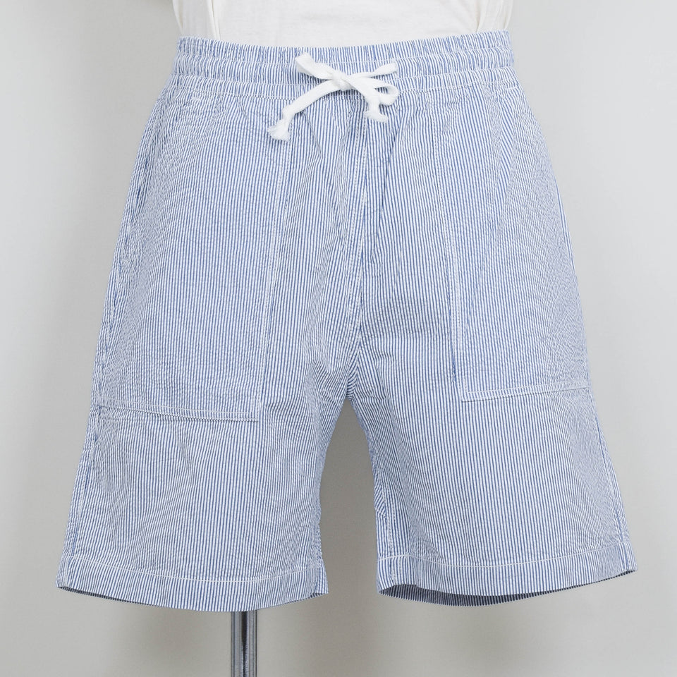Service Works Seersucker Chef Shorts - Navy Stripe