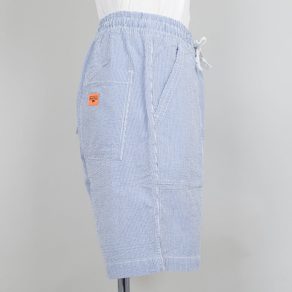 Service Works Seersucker Chef Shorts - Navy Stripe