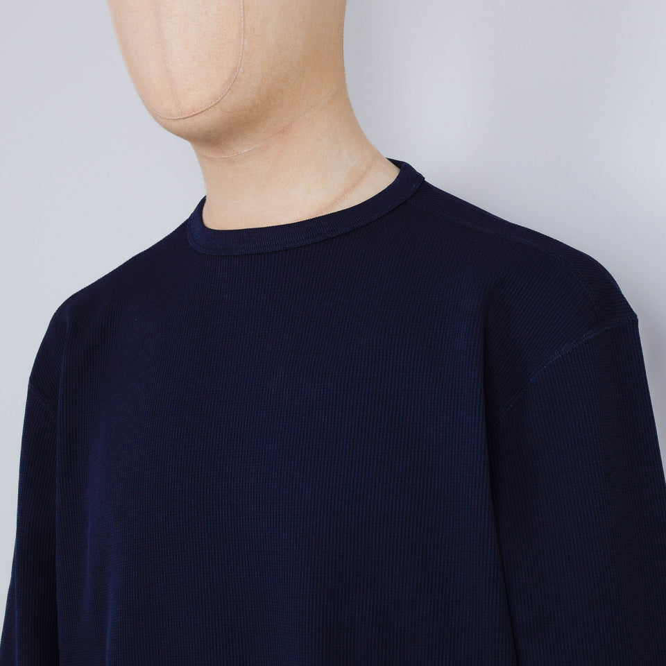 Snow Peak Dry Waffle Long Sleeve T-Shirt - Dark Navy