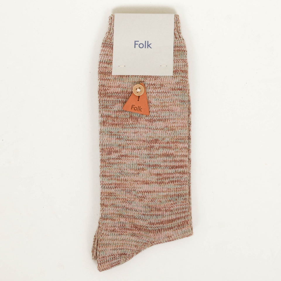 Folk Melange Socks - Soft Clay Mix