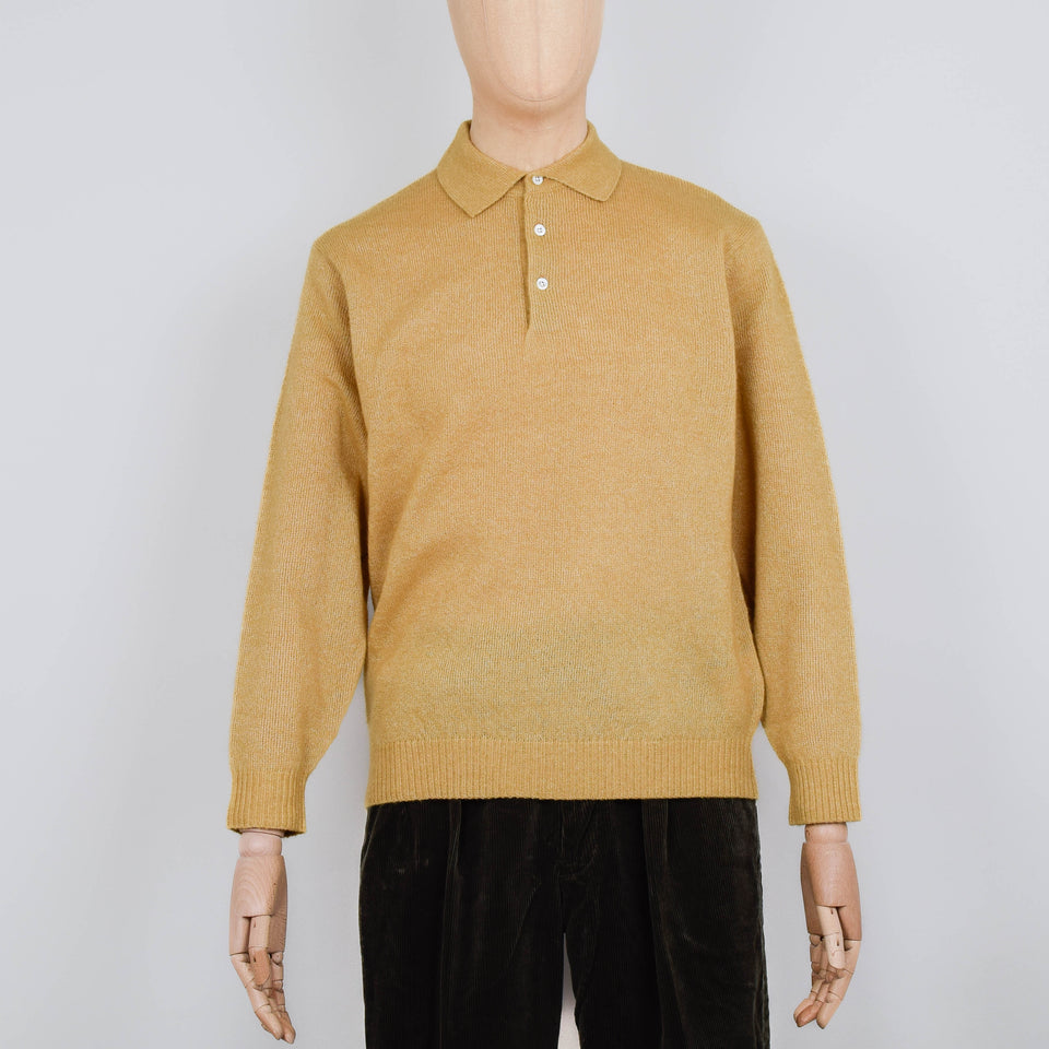 Beams Plus Knit Polo 9G Wool Silk Shaggy Yarn - Gold
