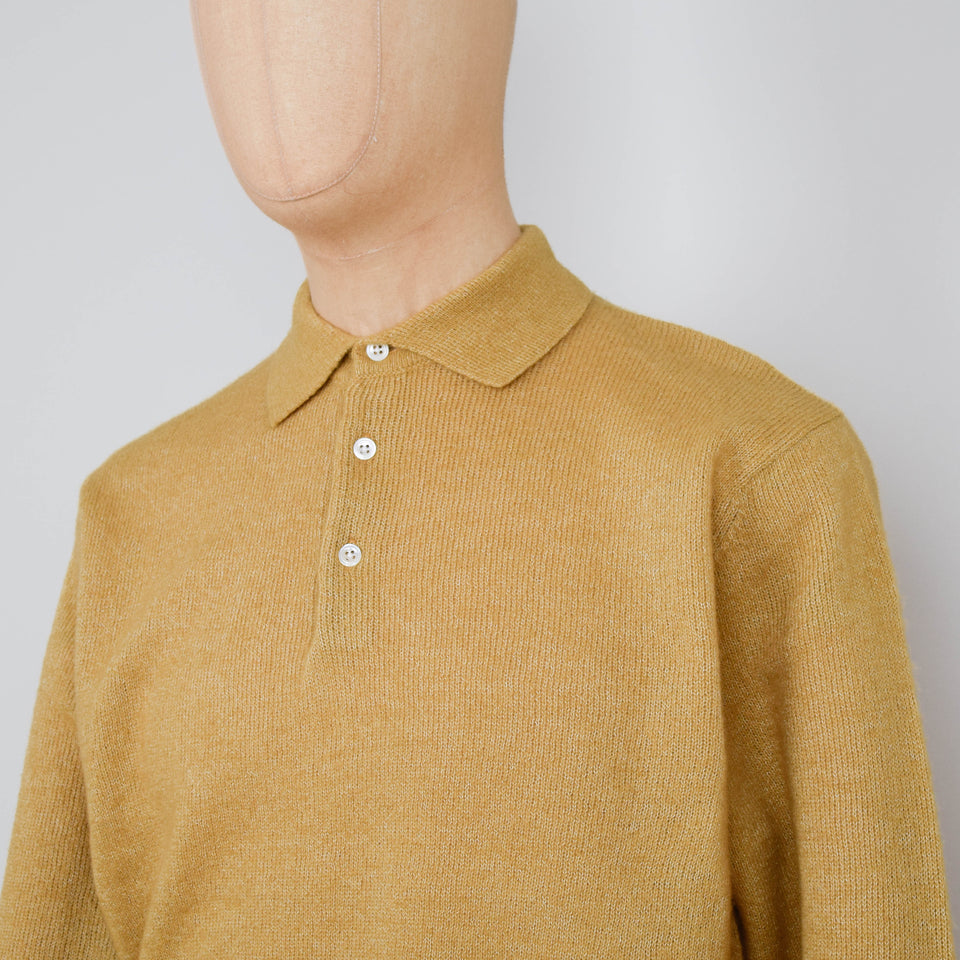 Beams Plus Knit Polo 9G Wool Silk Shaggy Yarn - Gold