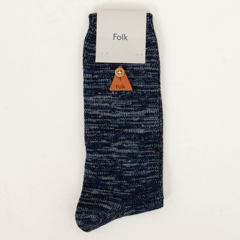 Folk Melange Socks - Blue Mix